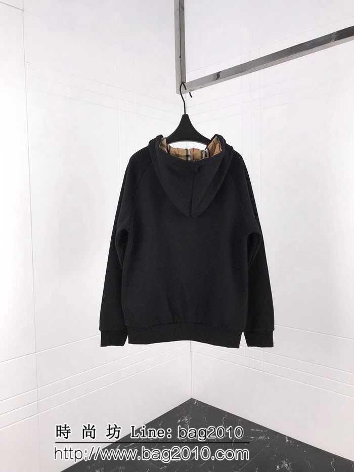 BURBERRY巴寶莉 18秋冬新款帽衫 定制格子裏布內襯拼接帽子 原版五金拉鏈 高版本情侶款 ydi2571
